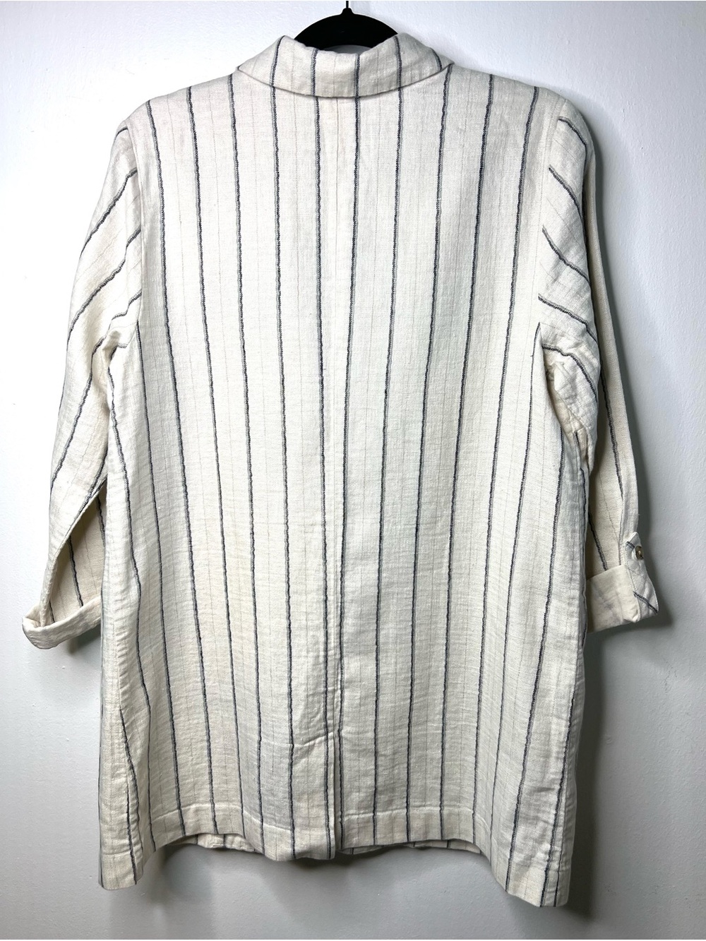 J.Jill Linen Blend Striped Cream Blazer Jacket Oversized SZ M EUC - Picture 5 of 8